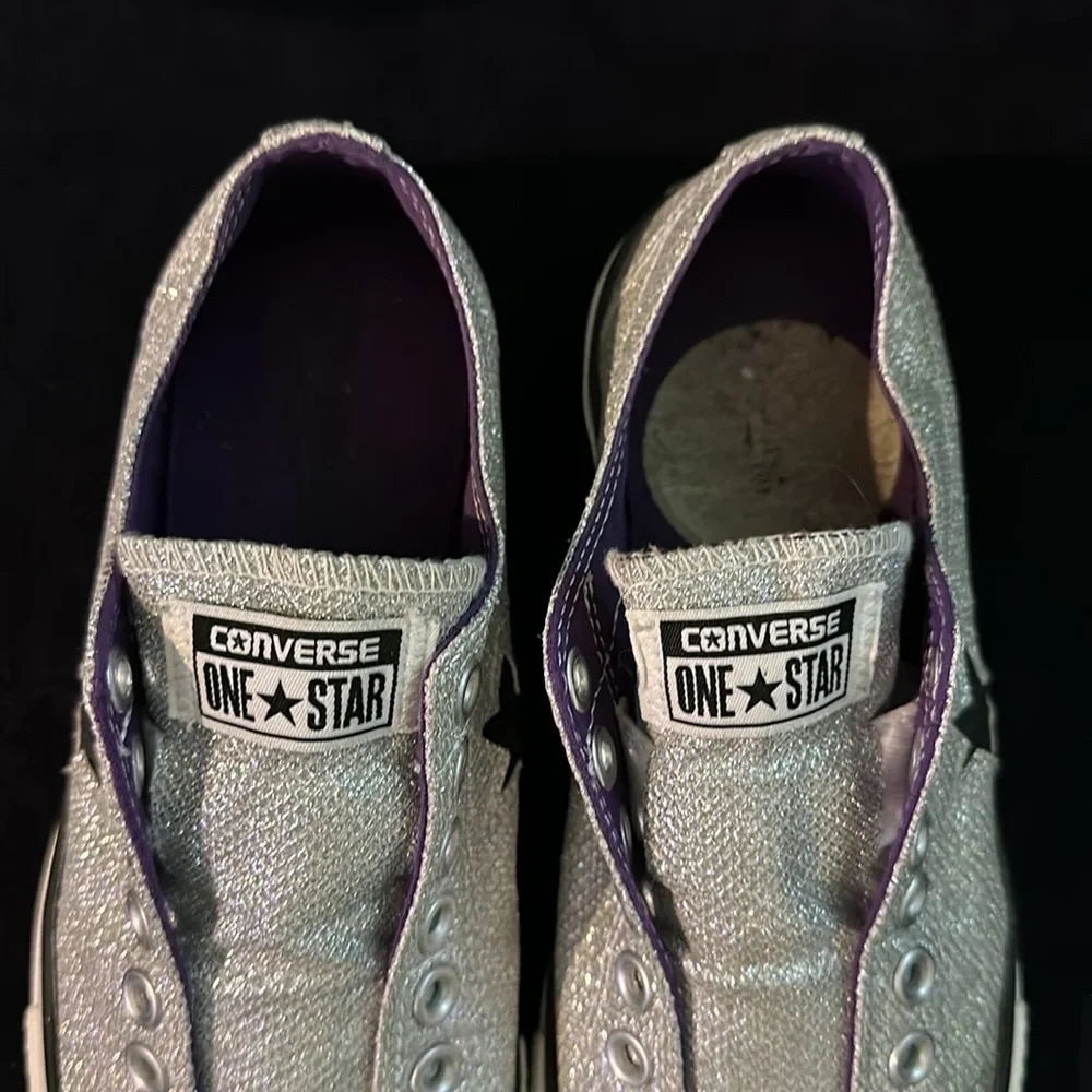 Converse Womens All Star Chuck Taylor Madison Low Size 9 Silver Sparkly Sneakers - Picture 6 of 10